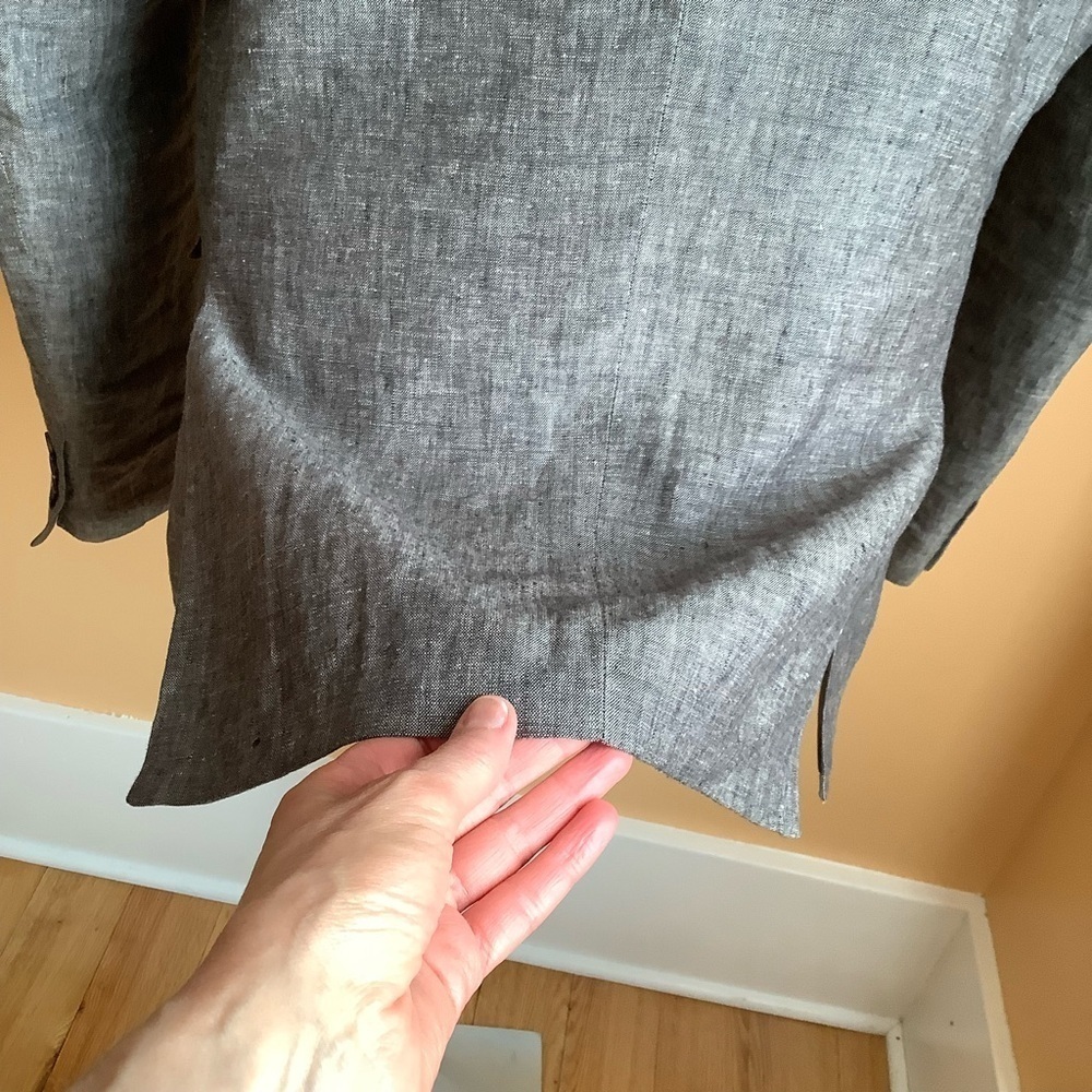 H&M Gray Linen Blazer Jacket Men's Size 44R Sport Coat Neutral - Picture 7 of 14